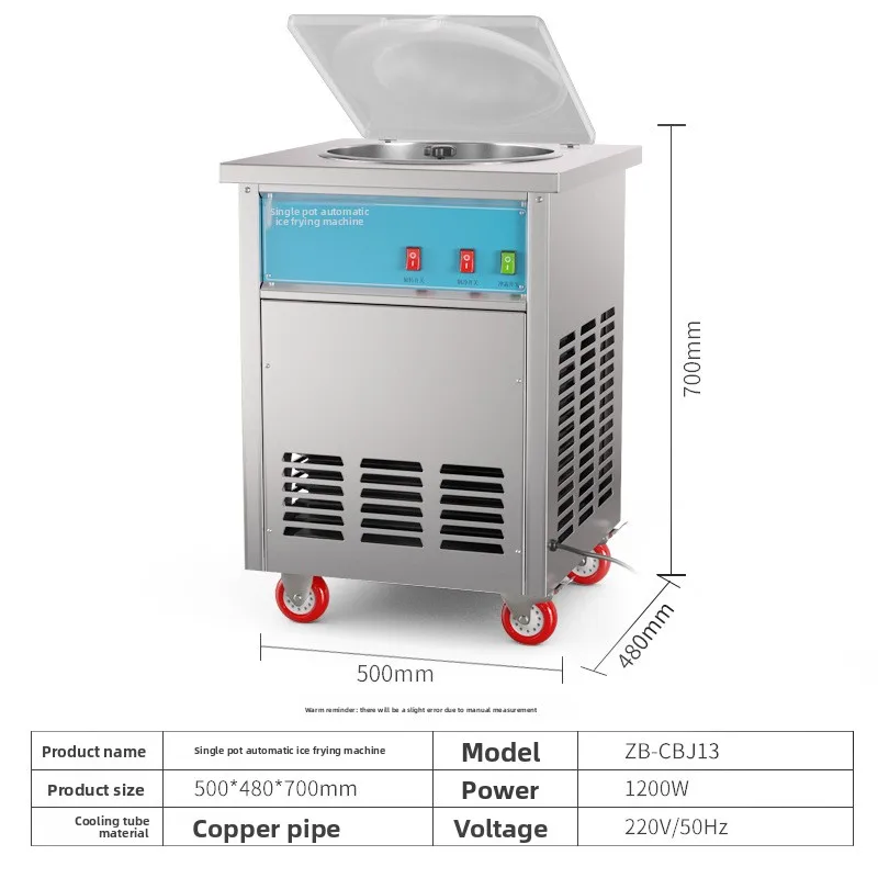 -For Commercial Automatic Stir-Fry Ice Cream Yogurt Slush Ice Porridge Machine Street Vending (Rectangular Pot 1 Year Warranty)^