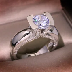 Vintage Love S925 Silver Rings for Women Big Zircon Color Wedding Band Crystal Engagement Fashion Statement Jewelry Wholesale