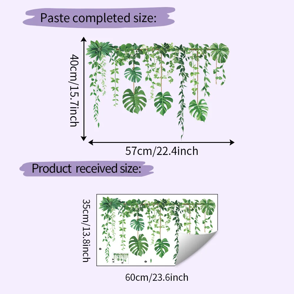 أوراق نباتات خضراء، جداريات، غرفة نوم، غرفة معيشة، قاعة مدخل، خزانة ملابس، مسكن، ديكور منزلي، ورق حائط، ذاتي اللصق
