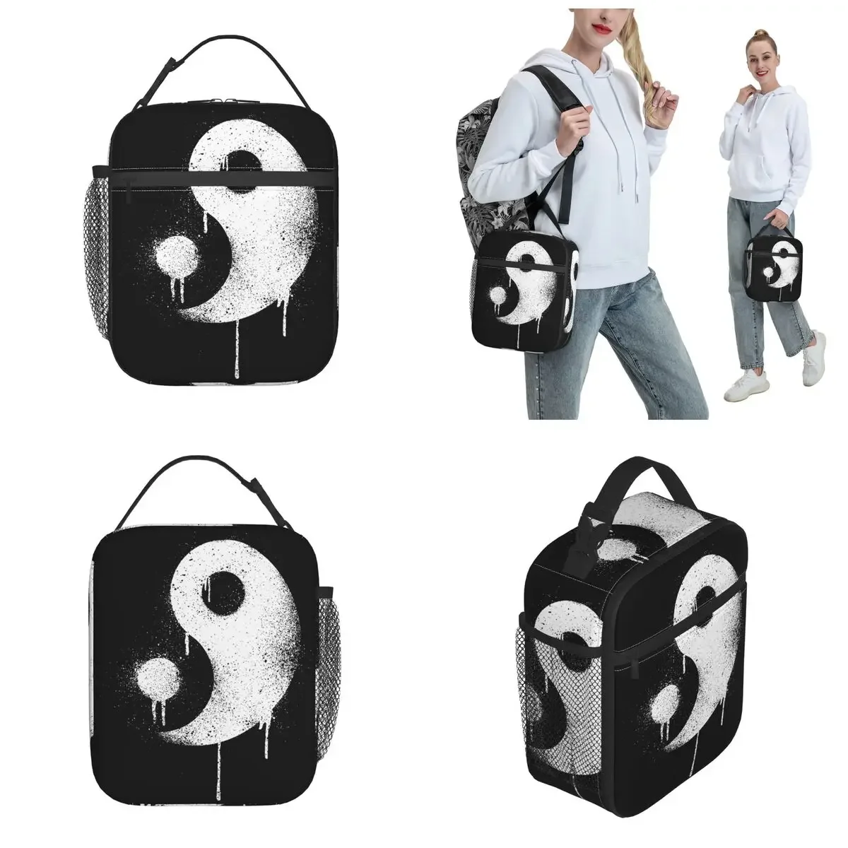 Graffiti Zen Master Spray Paint Yin Yang Thermal Insulated Lunch Bag Outdoor Reusable Lunch Container Cooler Thermal Lunch Box