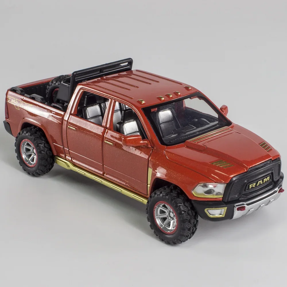 Diecast 1:32 Alloy Model samochodu Dodge RAM ciężarówka typu Pickup miniaturowy metalowy pojazd dla dzieci zabawka na boże narodzenie kolekcjoner chłopięce nowe prezenty