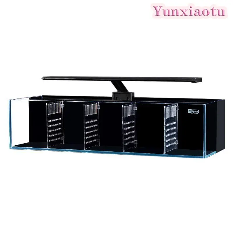 Ultra Clear Glass Betta Tank, Back Filter Multi-cell Isolation, Small Ecological Row Tank for Home Living Room