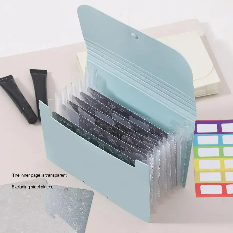 A6 Orgeltas Rechthoekige Nail Art Stempelplaathouder 7Slot Lege Sjabloon Organizer Boekje Nagelplaat Case Manicure