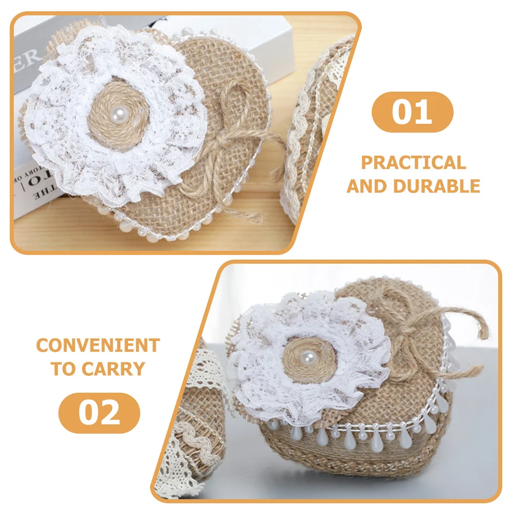 

Heart Shaped Ring Box Rustic Jewelry Display Case For Engagement Wedding Anniversary Gift Small Portable Ring Holder Organizer
