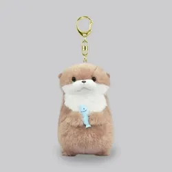 Cute Otters Holding Fish Plush Doll Keyrings Lightweight Hanging Pendant Props For School Bag Key Wallet Doll Toy Gifts