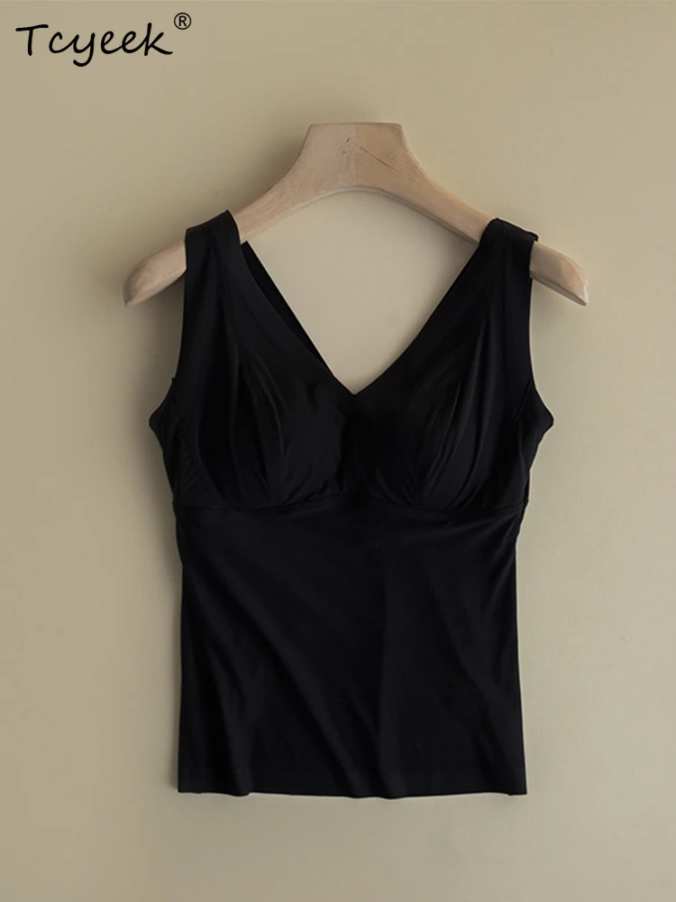 

Tcyeek осень/зима 6А шелковый жилет с высокой эластичной подошвой, удобный с его собственными подушечками на груди, можно носить на улице для женщин P30304QD