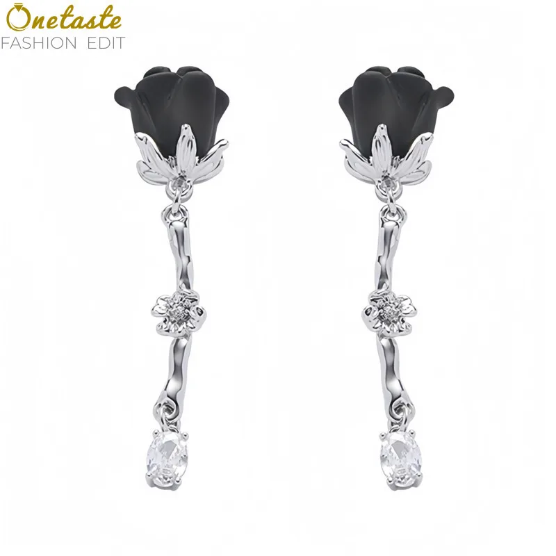 

Rose Flower Stud Branch Shape Charm Dangle Earrings For Women Dainty Statement Earring With 925 Sterling Silver Posts Party Gift