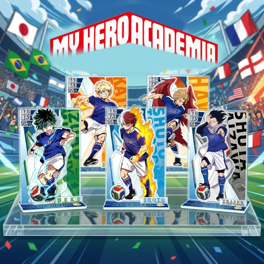 Anime My Hero Academia Acrylic Stand Keychain 2026 New Soccer Football Style Izuku Bakugo Shoto Hawks Kawaii Figure Decor