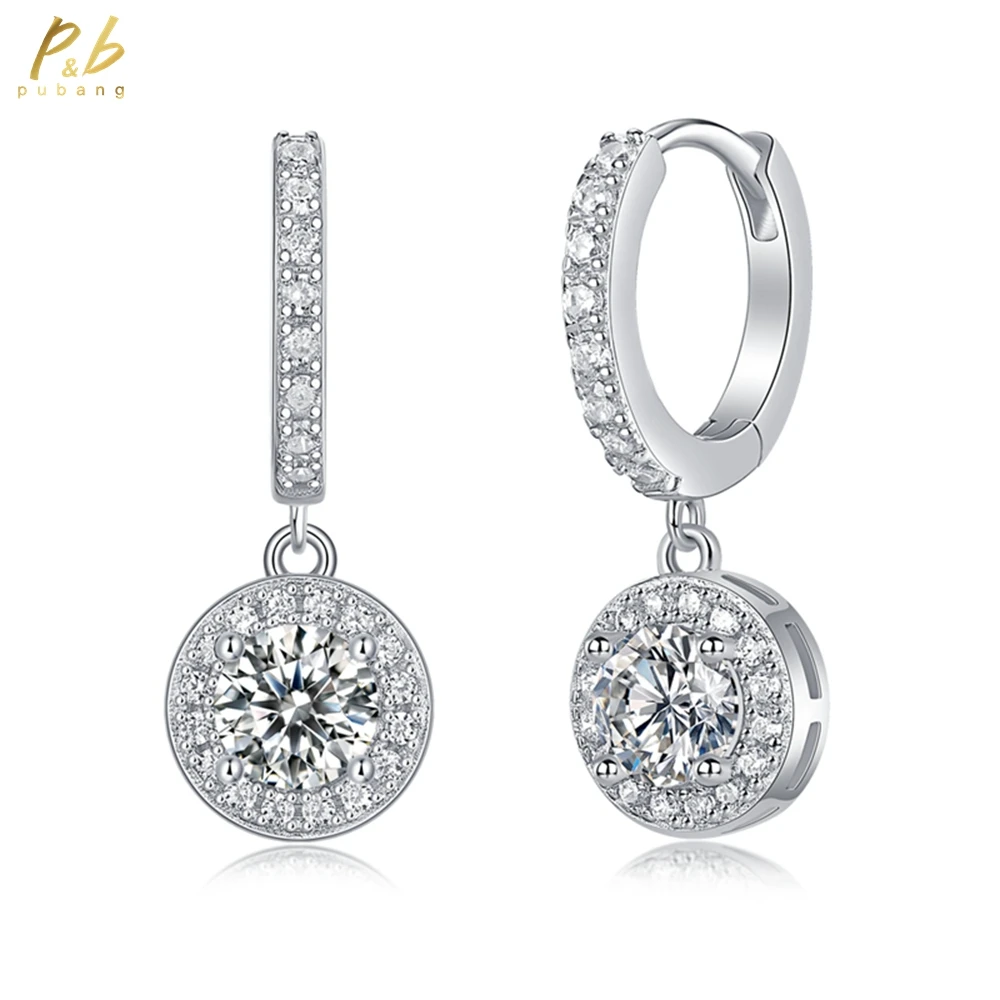

PuBang Fine Jewelry Настоящее серебро 925 пробы 3EX VVS1 D Цвет Круглая огранка 5 мм GRA Серьги-капли с муассанитом и бриллиантами оптом