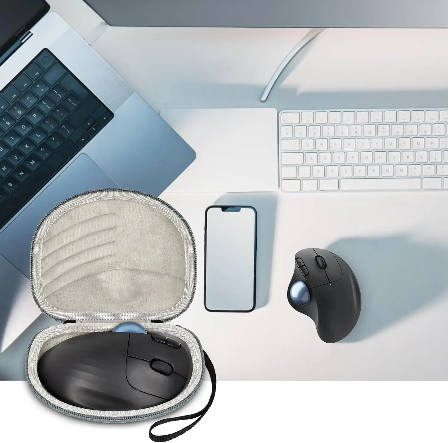 حقيبة تخزين الماوس متوافقة مع ماوس كرة التتبع اللاسلكي Logitech Ergo M575S/ M575/ M570، حامل تخزين لـ USB - الصندوق فقط