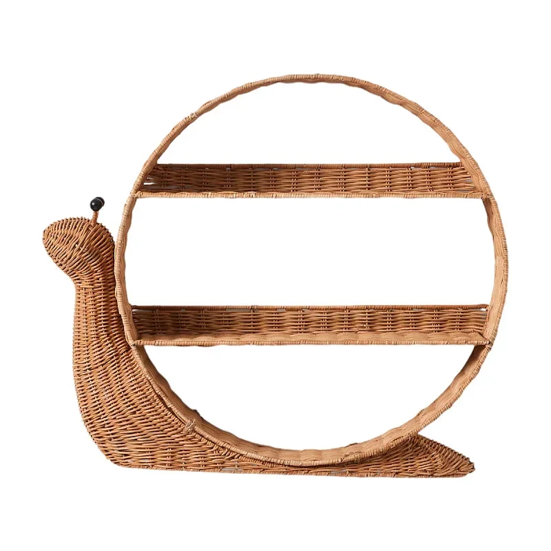 

Nordic style rattan wall wall hanging wall snail type decorative storage finishing rack home finishing