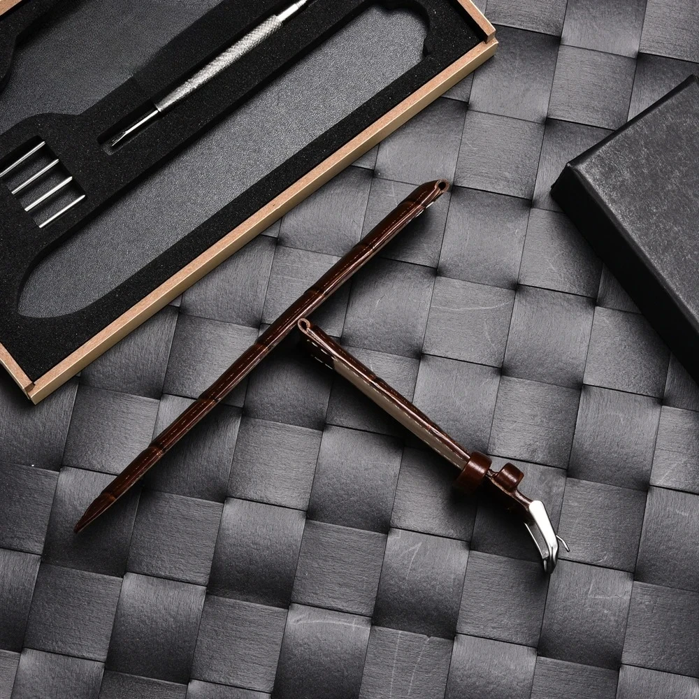 الخيزران الحبوب جلد طبيعي حزام الساعات 18 مللي متر 20 مللي متر 22 مللي متر 24 مللي متر الرجال النساء الأعمال جلد العجل حزام ساعة اليد مع صندوق هدية