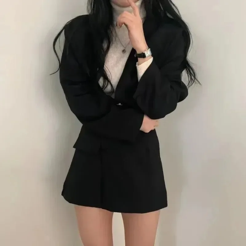 Gray Design High-end Women\'s Suit Skirt Spring and Autumn Jacket Commuter Casual Fashion Two-piece Thin Coat Blazer