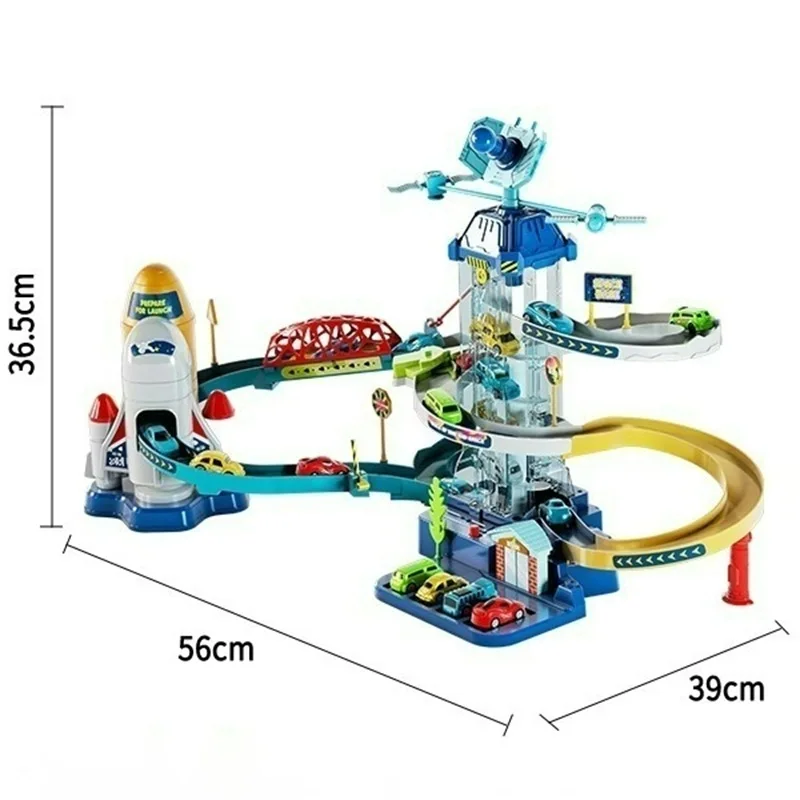 Space Shuttle Theme รางรถสําหรับเด็ก Diecasts วันหยุดของขวัญวันเกิดล้อร้อนเด็กการศึกษาการแข่งขันชุดของเล่นรถราง