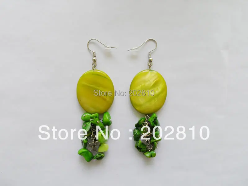 official-website tiki handmade woven Natural shell green stone earrings fashion Jewelry factory wholesale 2024