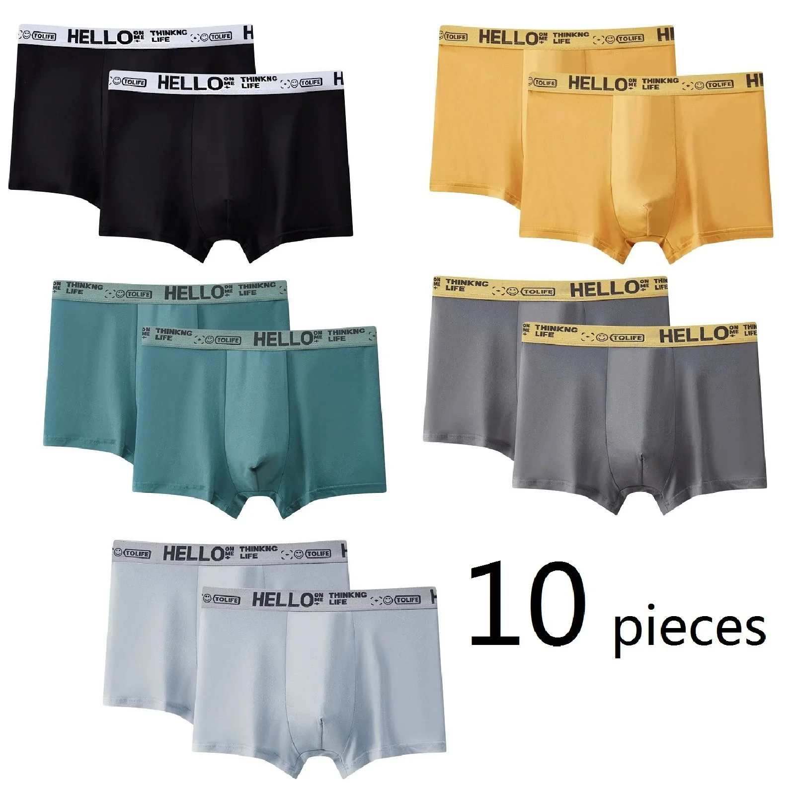 Bóxer de mezcla de 10 colores para hombre, ropa interior suave, deportiva, informal, transpirable, Sexy, 10 piezas