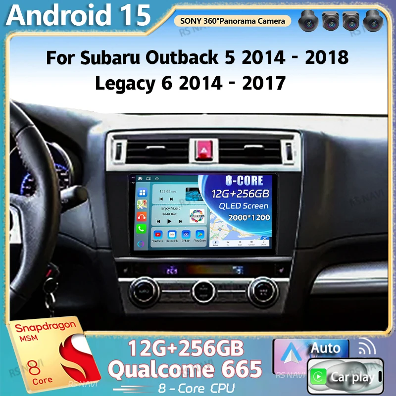 Android 15 для Subaru Outback 5 2014-2018 Legacy 6 2014-2017 2K QLED Стерео Автомобильный Радио Мультимедийный Видеоплеер GPS 4G CarPlay