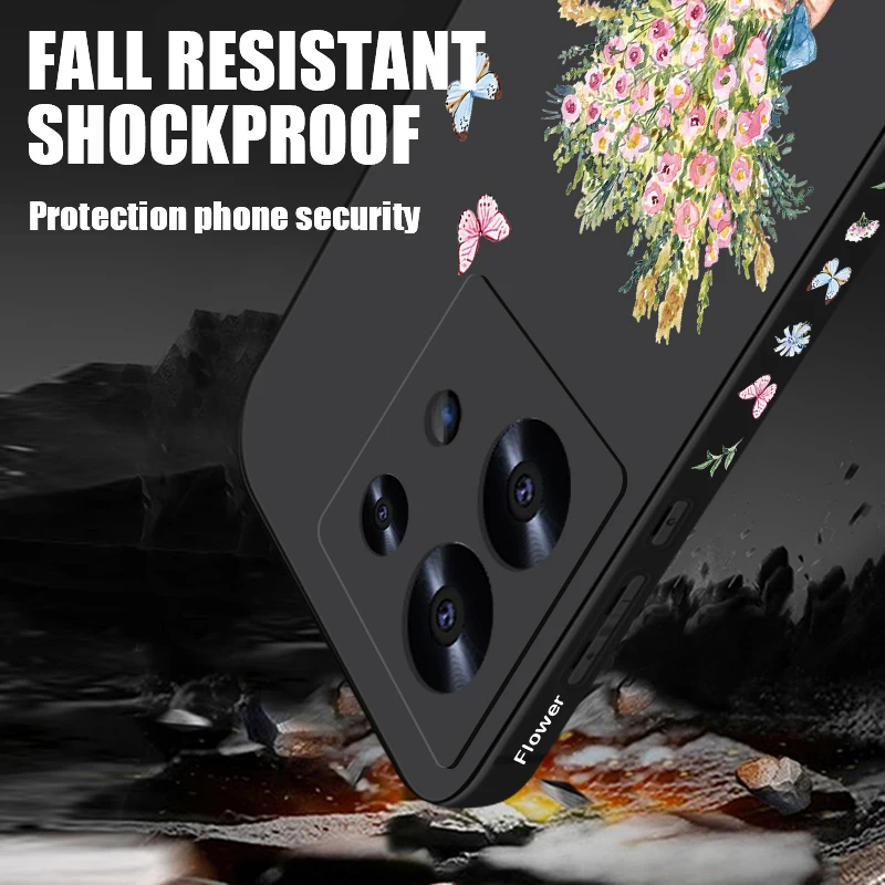 Luxury Girl Flower Lanyard Case For Xiaomi Redmi Note 13 12 11 10 Pro 4G 11s Poco F6 X6 X5 Mi 11 Lite 5G NE 11T 13 Pro Funda