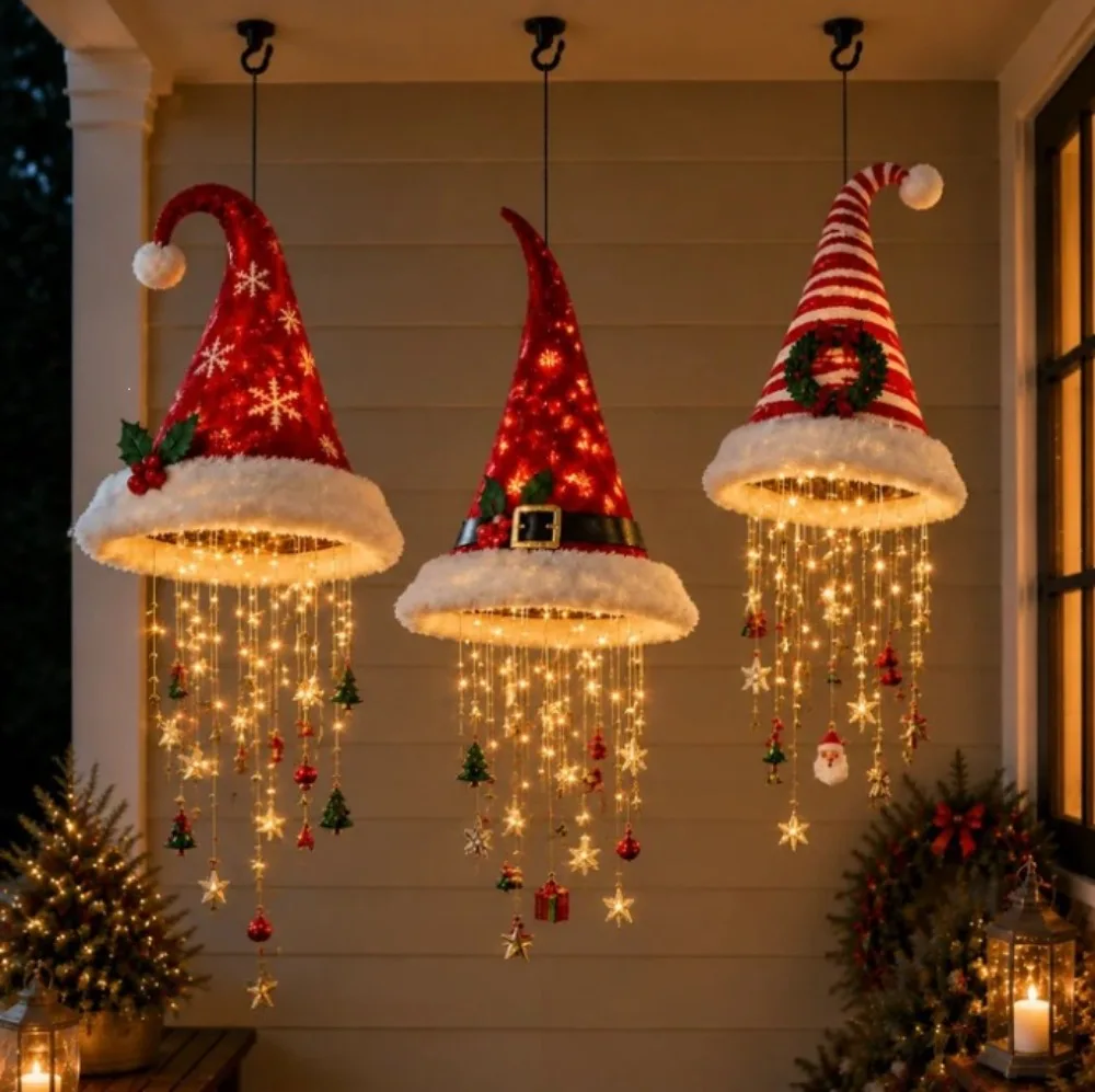 Guirlande Lumineuse Bonnets de Père Noël LED – Décoration Sapin – photo 2