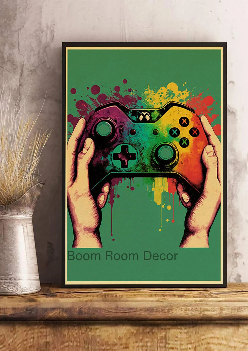 Retro Gaming Canvas Paintings Console Gameboy Poster Kraft Paper Print Wall Sticker Art Picture for Living Decoration Room Decor