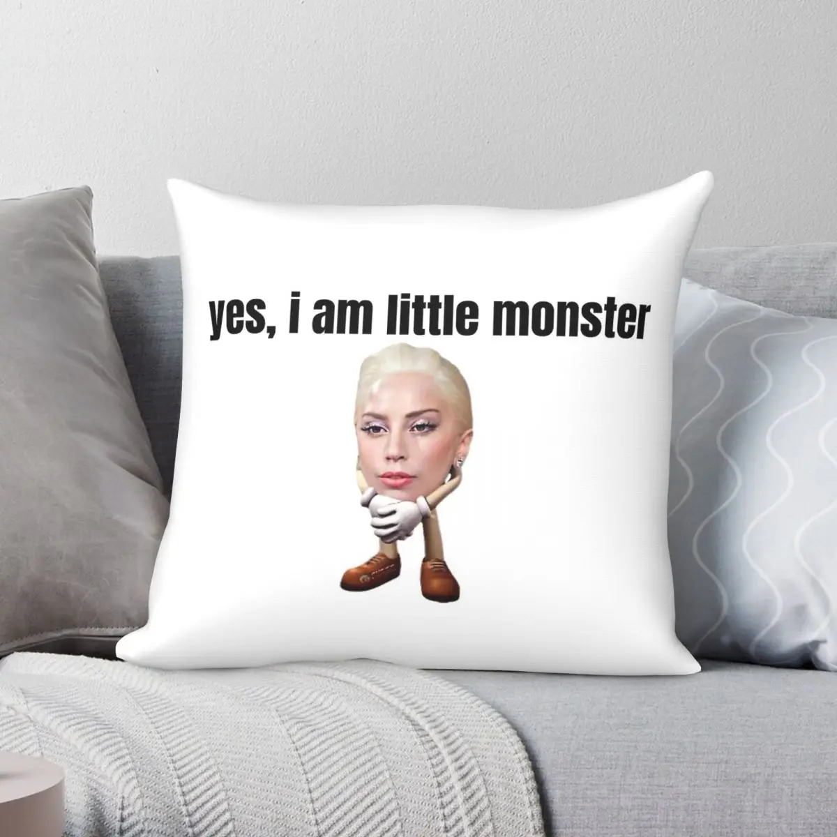 Lady Gaga Is Little Monster Square Pillowcase Polyester Linen Velvet Printed Zip Decorative Pillow Case Car Cushion Cover 45x45