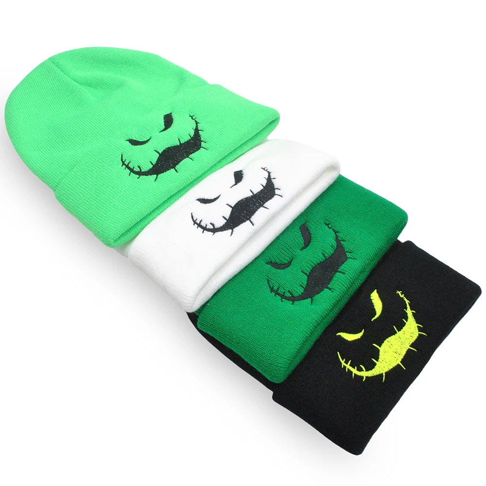 Oogie Boogie Beanie Hat Halloween Knitted Hats Unisex Ski Ghost Grimace Embroidery Cap