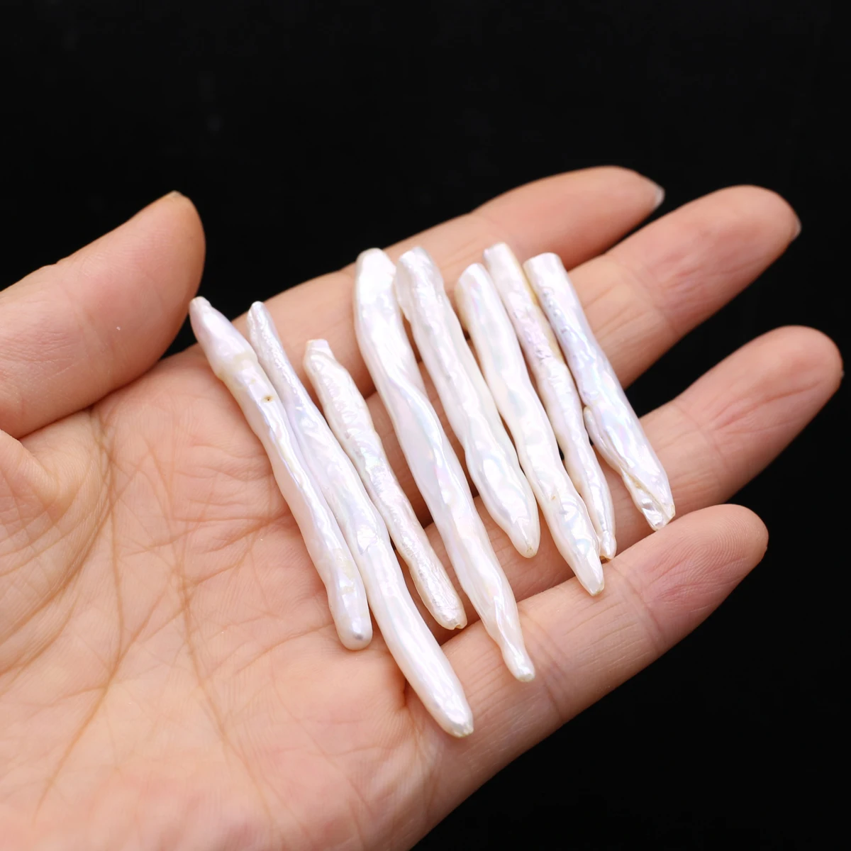 2PCS Long Baroque Jewelry Making Natural Freshwater Pearl Pendant DIY Necklace Earrings Accessories Gift 6x30mm