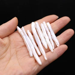 2PCS Long Baroque Jewelry Making Natural Freshwater Pearl Pendant DIY Necklace Earrings Accessories Gift 6x30mm