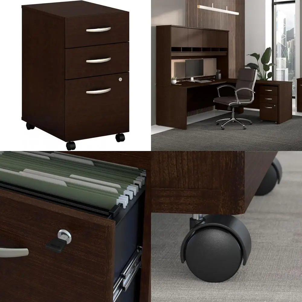 

Мобильный шкаф серии C с 3 ящиками, отделка цвета мокко-вишня