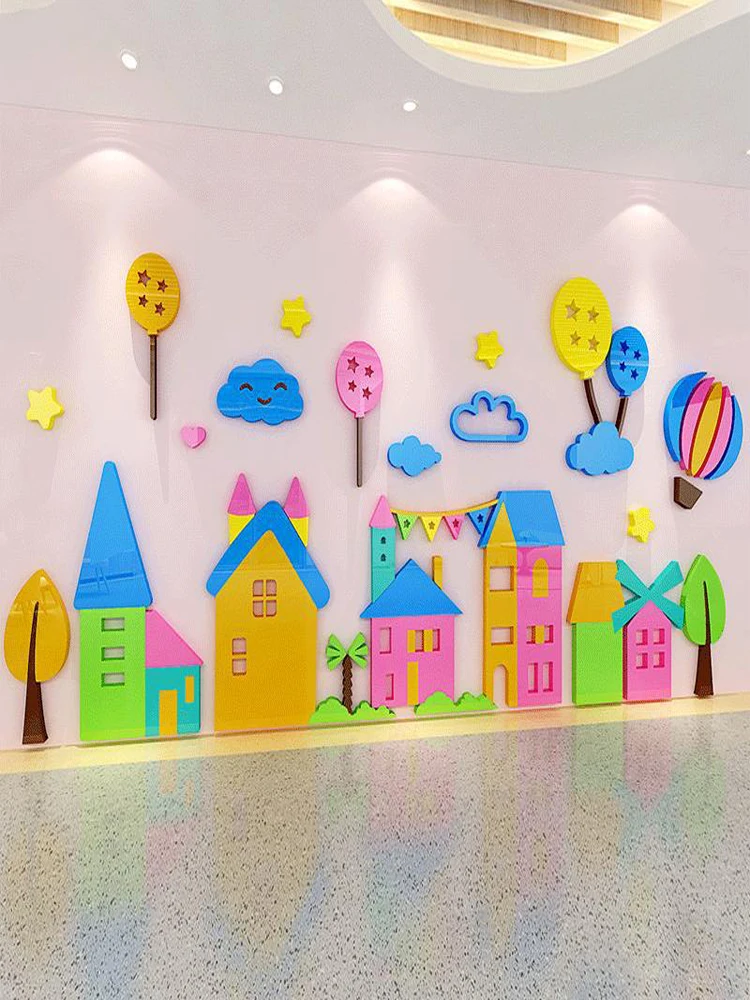 

Cartoon Castle 3D Three-Dimensional Acrylic Custom Kindergarten Wall Bedroom Bedside Environment Layout Decoration Stick