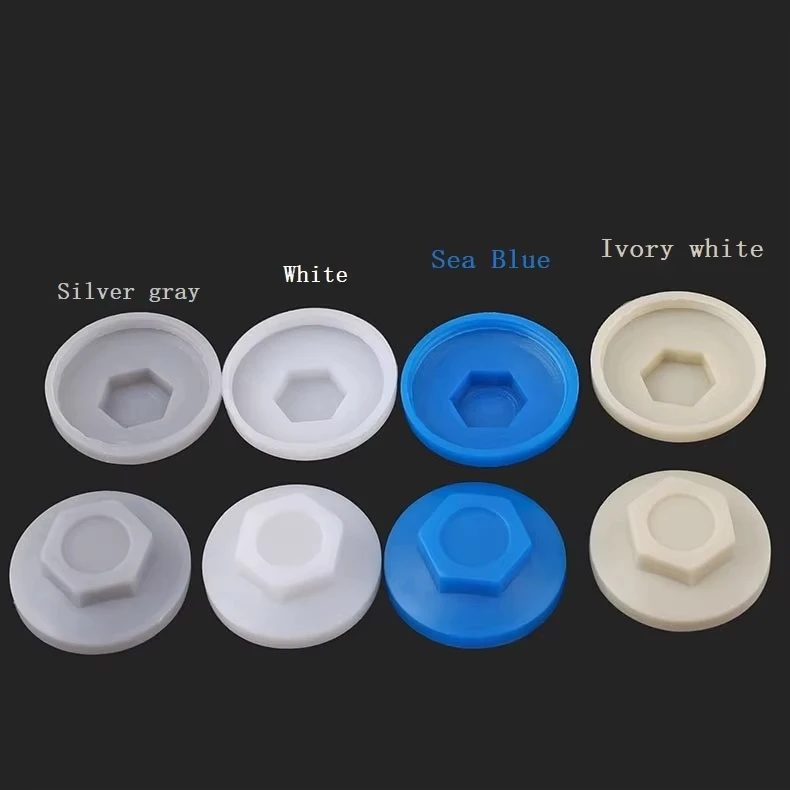 50/100/200/500Pcs Self-tapping Screw Waterproof Cap Plastic Outer Hexagonal Self-drilling Screw Cap/color Steel Tile Screw Cap