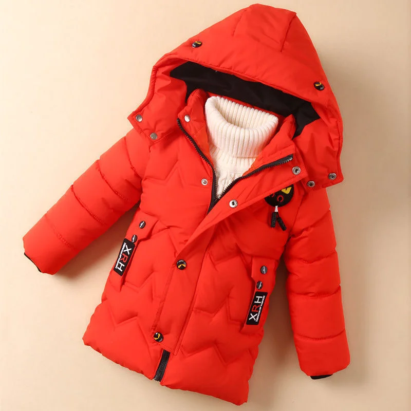 Boys Coat Jacket Cotton Outerwear Windbreak 2023 Yellow Thicken Velvet Winter Warm Teenagers Children's Clothing