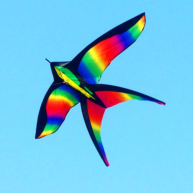Großer Regenbogen-Vogel-Drachen für Kinder, Drachen, Nylon-Spielzeug, fliegender Drachen, Kinder-Drachenlinie, Kinder-Außen-Fliegen-Drachen, Schmetterlinge, fliegendes Luftgewehr