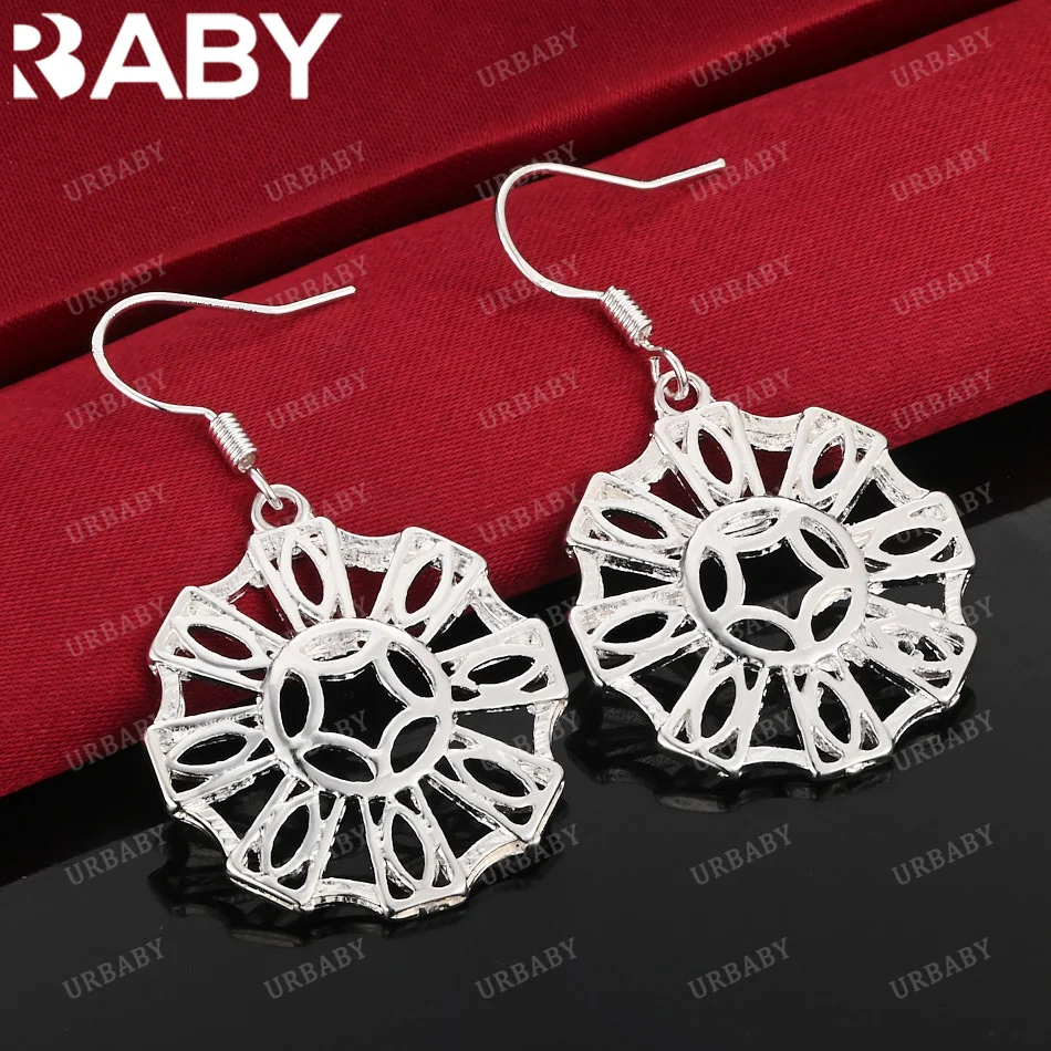 

URBABY 925 Sterling Silver Earrings Hollow Polygon Drop Earrings For Women Jewelry Fashion Party and Daily Wear