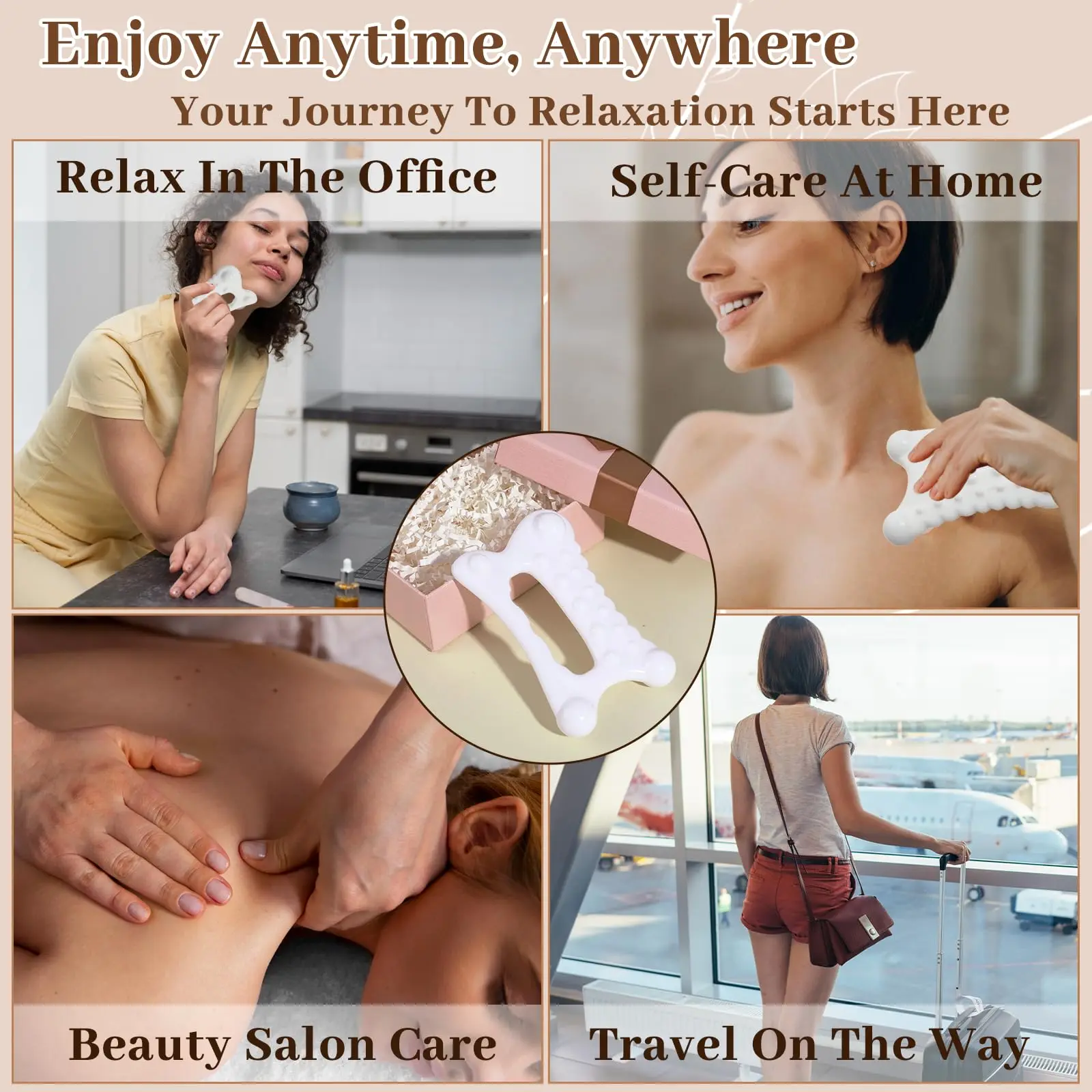 A square thumb massager, multifunctional acupoint pressing massage, portable bone-shaped design for meridian relaxation view 5