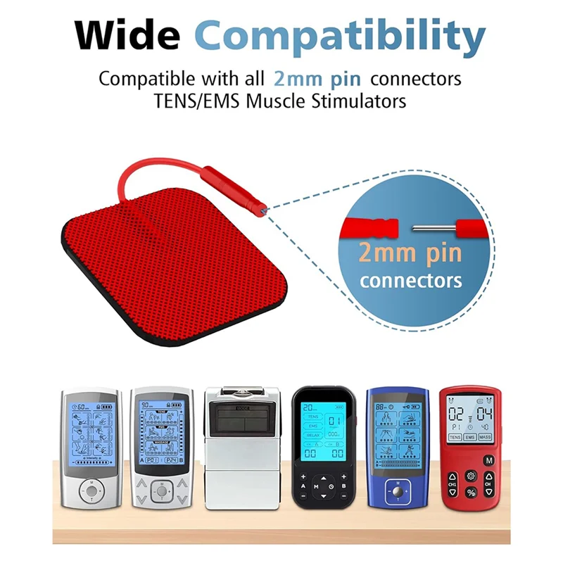 Electrodes Pads TENS Unit Replacement Pads Reusable Latex-Free Electrodes Pads Red-AT64