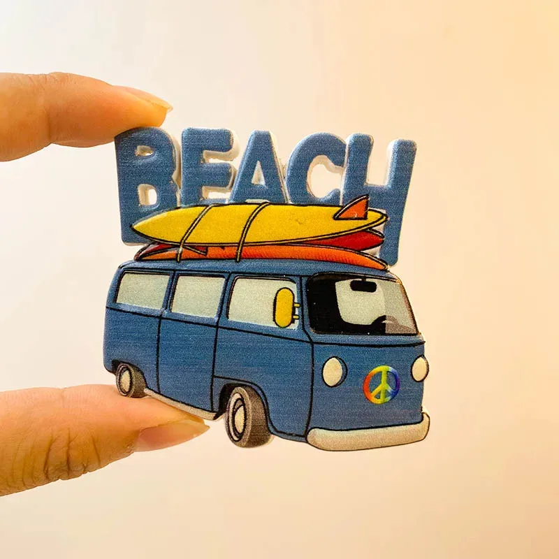 1pc, 3D magnetic fridge magnets, ocean theme, beach bus, travel souvenirs from all over world, resin paintings, fridge stick