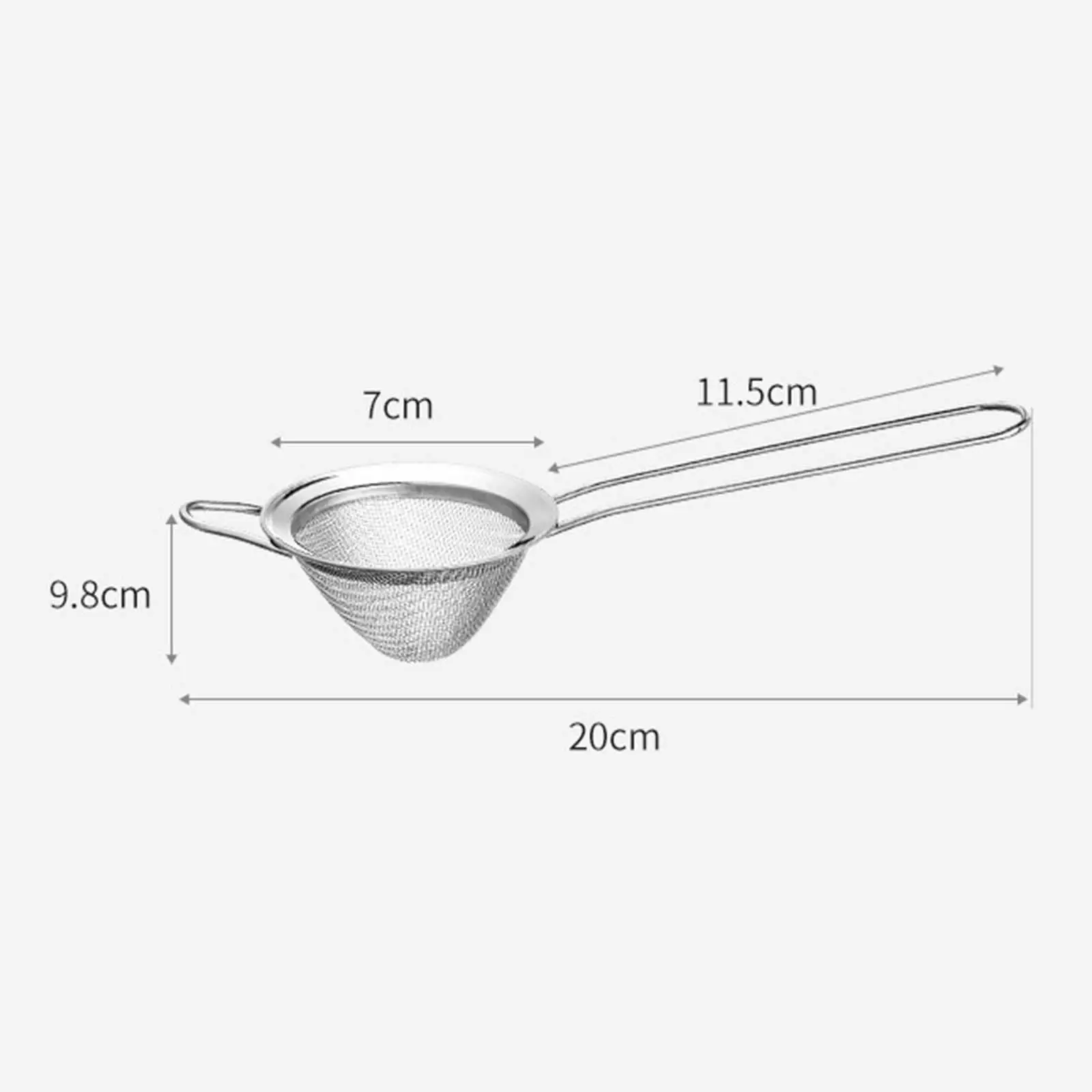 Metal Bar Conical Sieve Tea Strainer 20cm Rustproof Cone Shaped Skimmer Fine Mesh Strainer for Tea Straining Spices juice