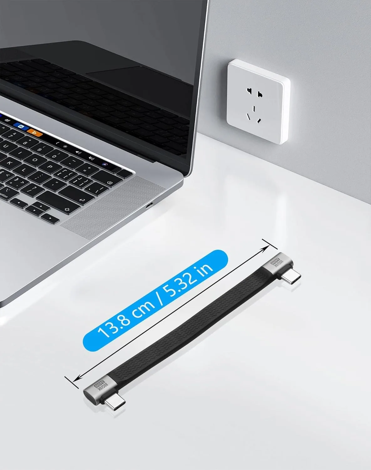 90° Right Angle USB C to USB C Cable 240W PD 80Gbps Thunderbolt 5 USB4.0 8K 60Hz Type C Short Charging Cord - view 6