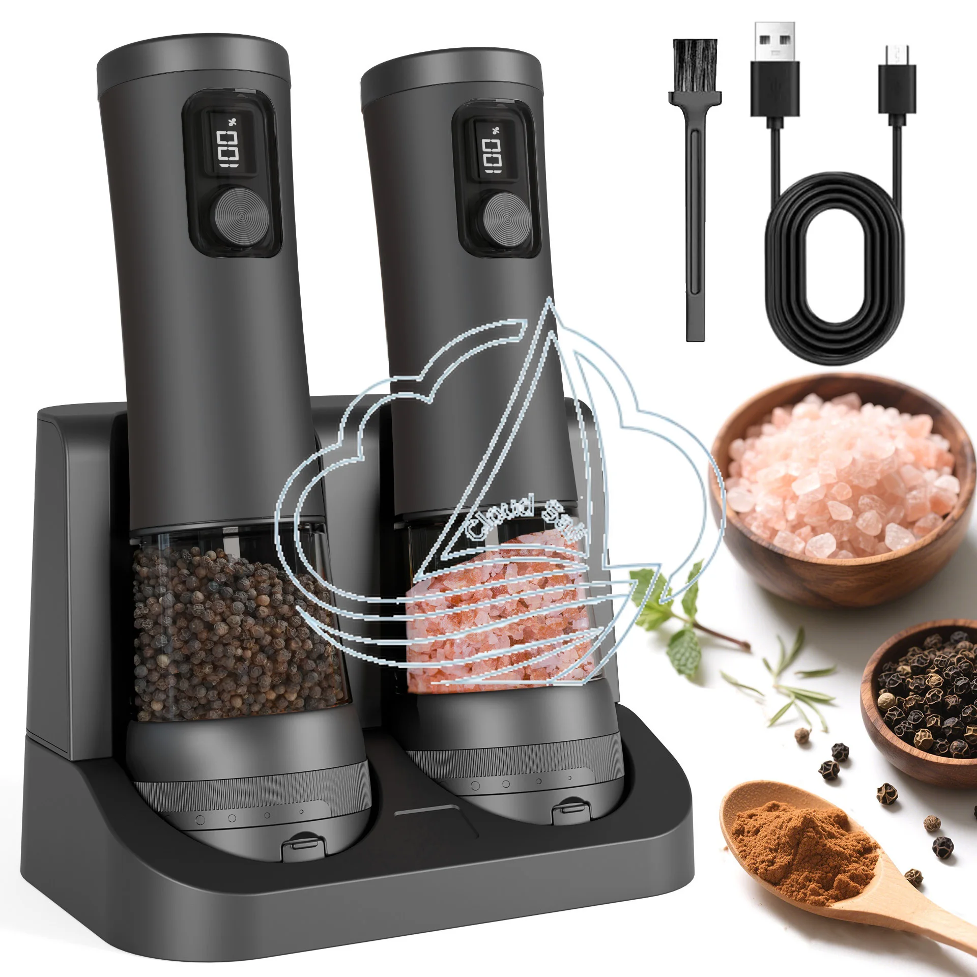Rechargeable Electric Pepper Grinder for Kitchen - Compact Grinding Mill for Spices Oils And More