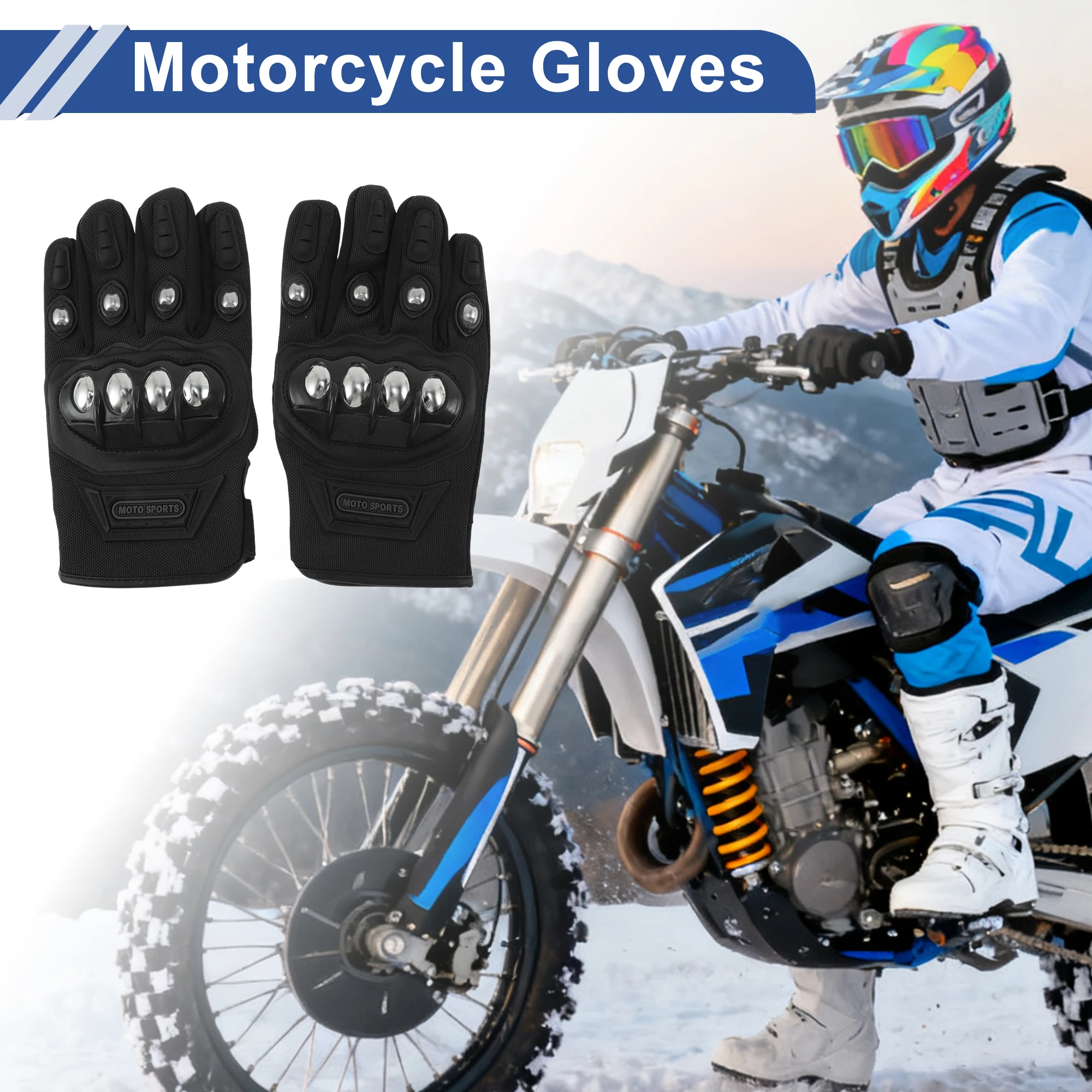 Motoforti Long Finger Steel Shell Glove Motorcycle Gloves 19.5cmx11cm for Climbing Motorcycling Hiking Cycling Rubber/Plastic
