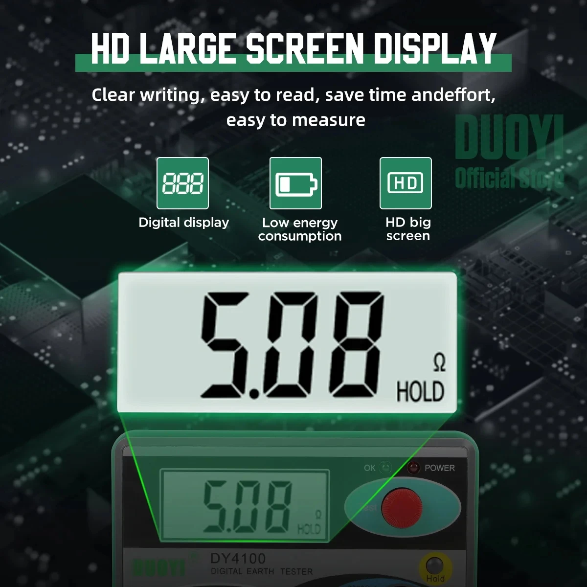 Digitale Aardingsweerstand Meg-ohmmeter 0-2000 Ohm Instrumenten Inspectie Elektricien Weerstandstester DUOYI DY4100