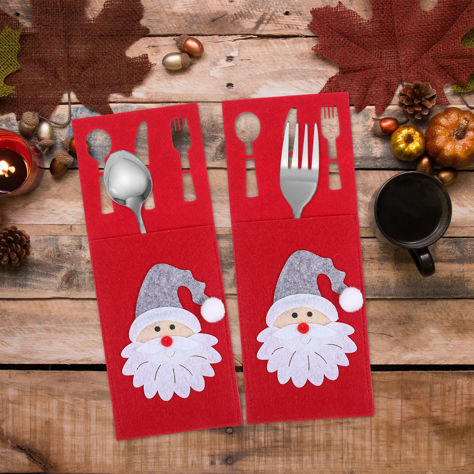 

4Pcs Christmas Cutlery Holder Soft Cloth Xmas Tableware Covers Holiday Fork Spoon Bags Party Decoration Christmas Cutlery Holder