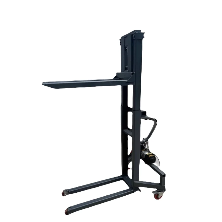 

Портативный электрический вилочный погрузчик 85 см, грузоподъемность 300 кг, новый, самозагружающийся, с цельнолитыми шинами, двухсекционной мачтой, для розничной торговли, сценического освещения, авиации