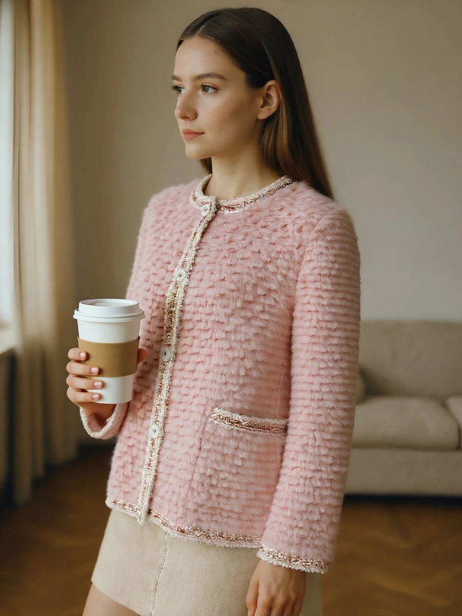 HDHOHR 2025 Nowe płaszcze z naturalnej futry mink dla kobiet, dzianinowe płaszcze z mink, kurtki z futrzanym kołnierzem ze skóry, ciepłe zimowe płaszcze futrzane dla kobiet