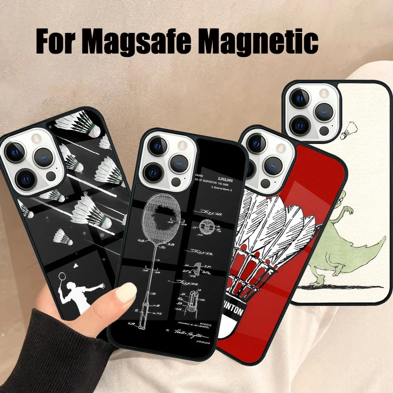 

Спортивный чехол для телефона Magsafe для бадминтона для iPhone 16, 15, 14, 13, 12, 11 Pro Max Plus, мини-зеркальный беспроводной магнитный чехол