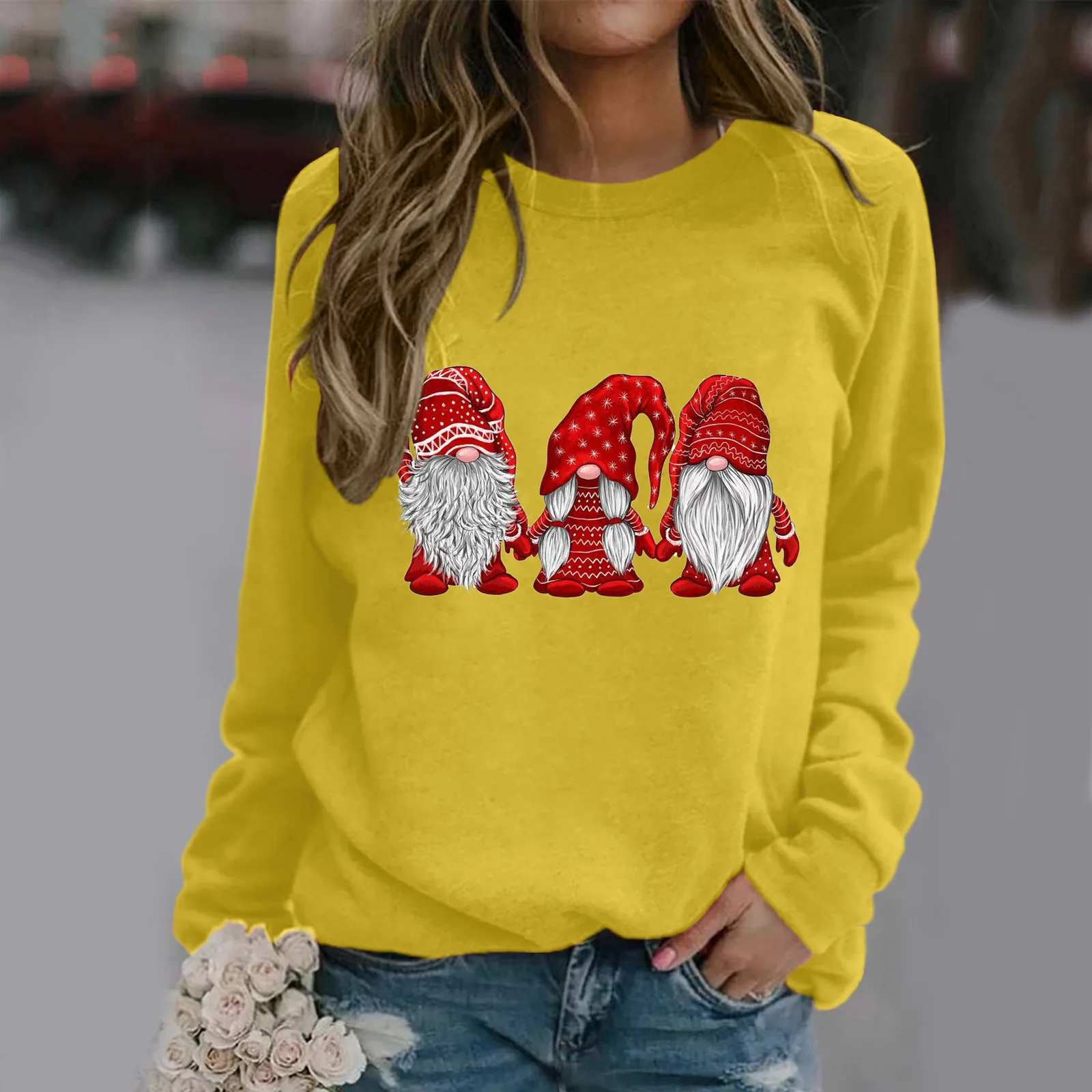 Classic Sweatshirt Jumper Lightweight Women Sweatshirt Stretchy Cozy Christmas Print Pullover Women's Hoodies Sweatshirts