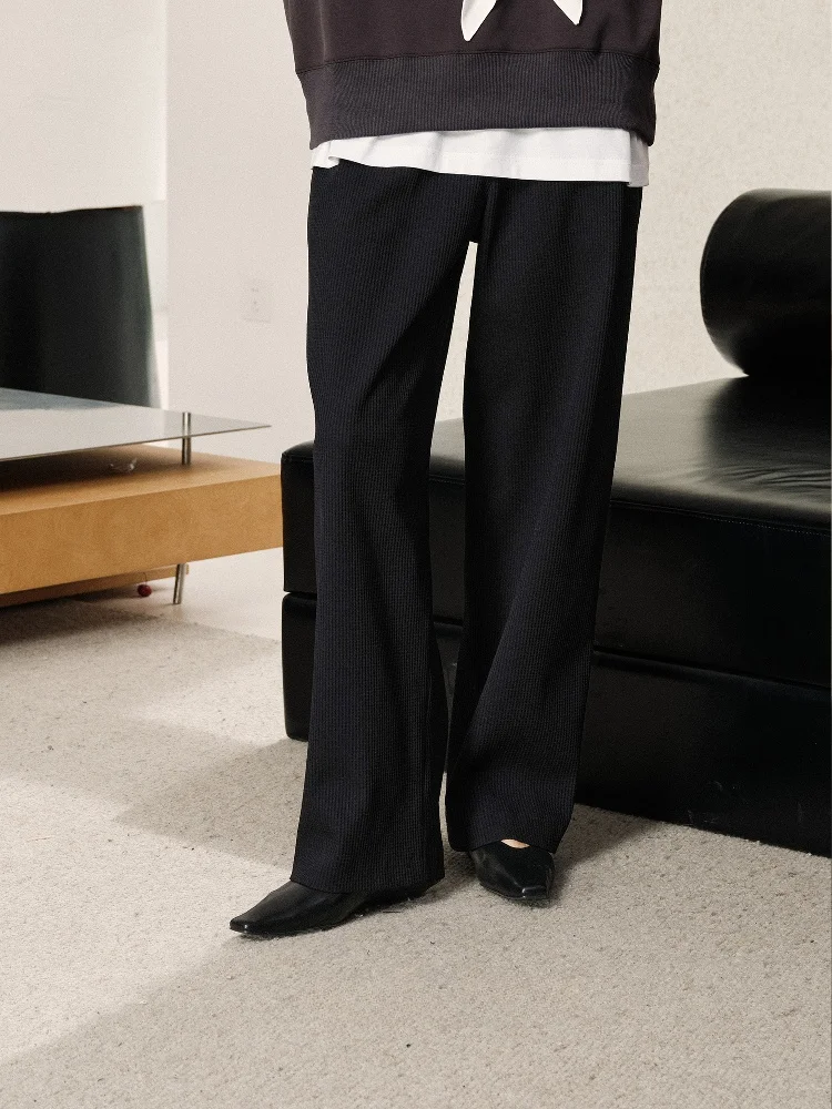 

LevinLove High Waist Wide Leg Pants Casual Loose Fit Straight Cut Thin Versatile Long Pants Polyester Fiber Commute Style