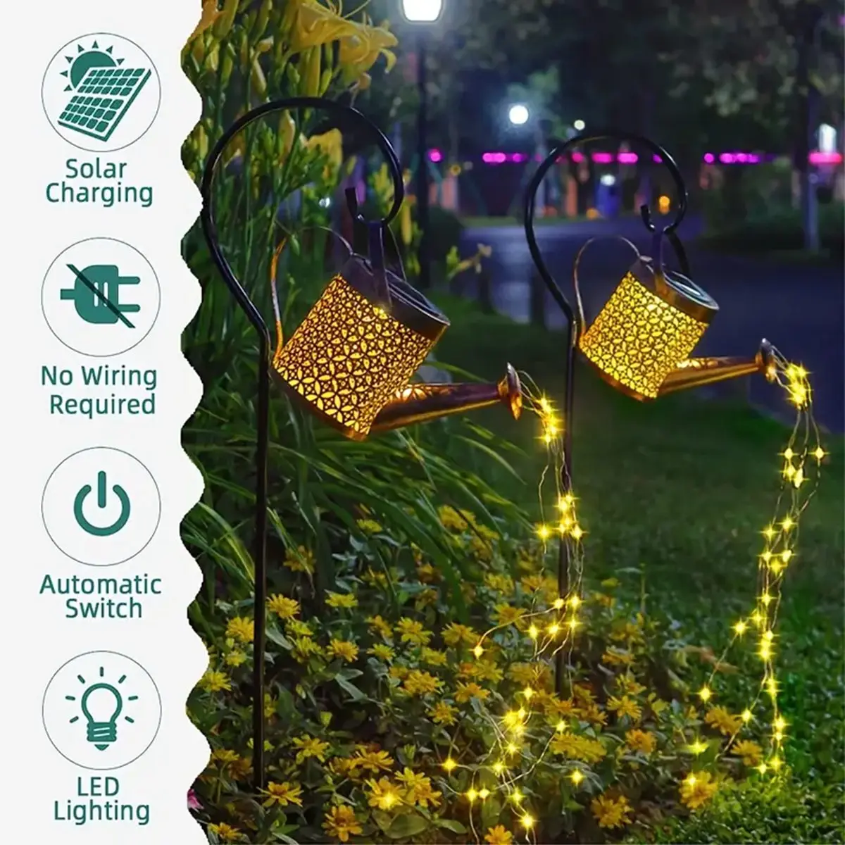 1pc Solar Watering Can Light Outdoor Waterproof Shower Light Decorative Solar Lights For Home Outside Walkway Garden Patio Decor