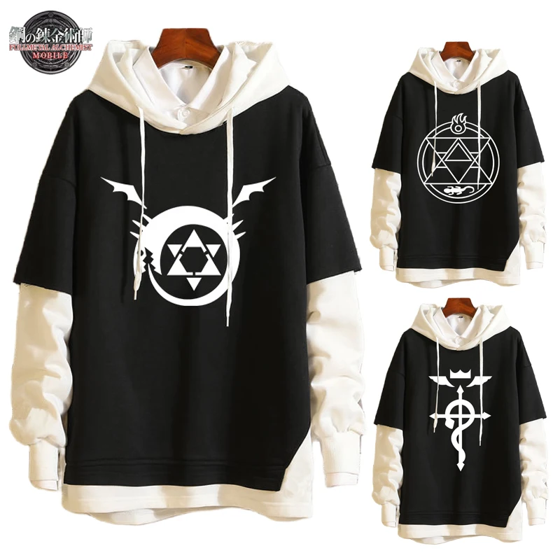 

Толстовка с капюшоном в стиле аниме «Стальной алхимик» для мужчин, модная куртка с рисунком Эдварда Элрика, осенний свитер с длинными рукавами, толстовки, подарки